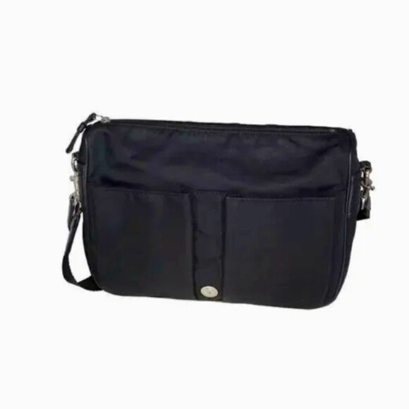 COACH KIJ-7435 Rare 1980's Black Twill and Leather Crossbody Bag - Picture 3 of 16